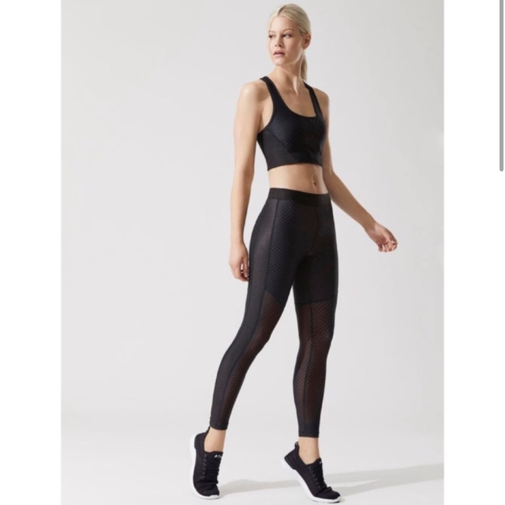 Alala black nitro basket weave mesh textured leggings S